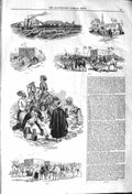 Original Old Antique Print 1842 Egypt Camels Ships Travelling People Victorian