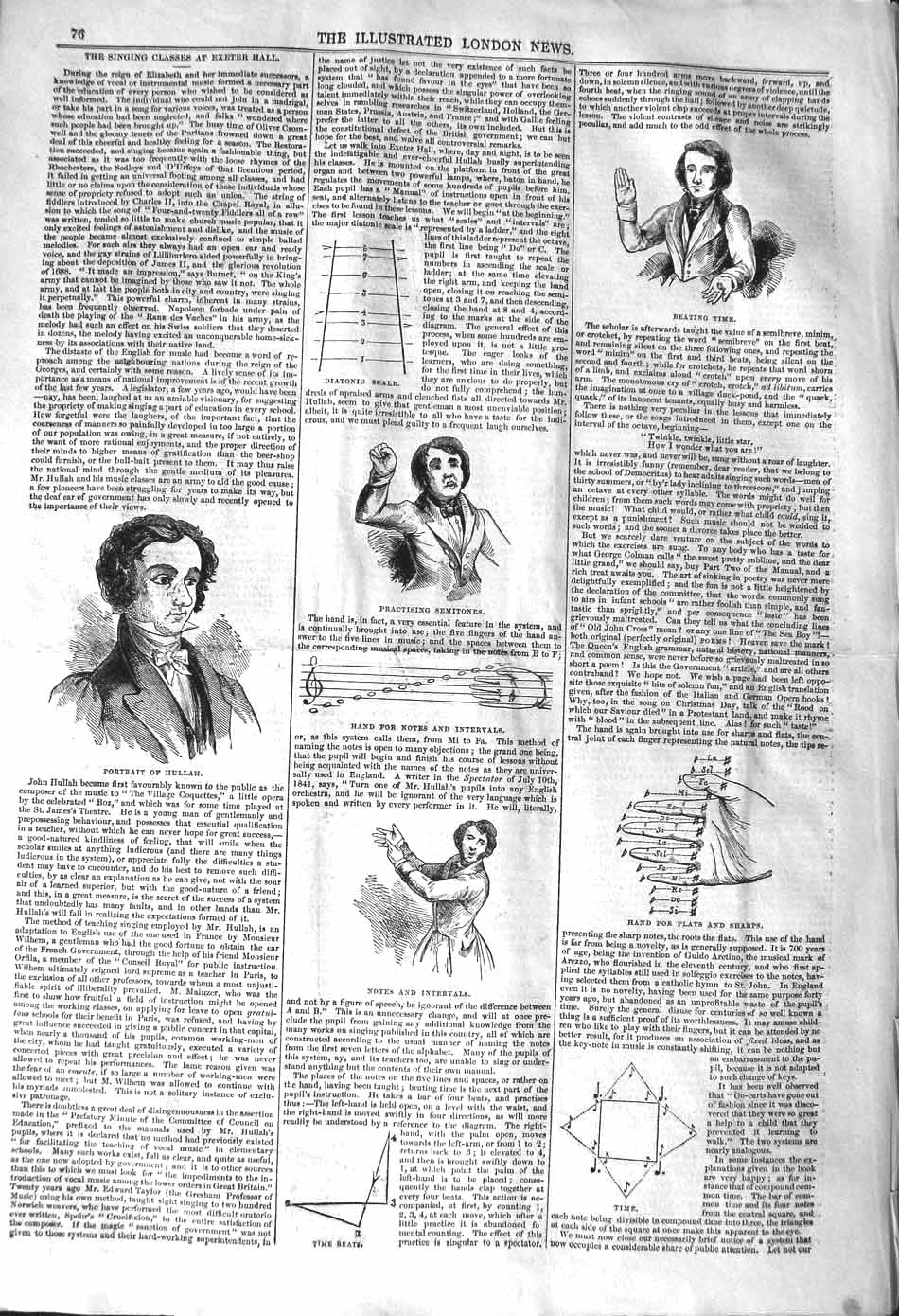 Original Old Antique Print 1842 Portrait Hullah Singing Classes Exeter Musi 19th