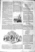 Original Old Antique Print 1842 Landing Queen Ship South London Flower Show