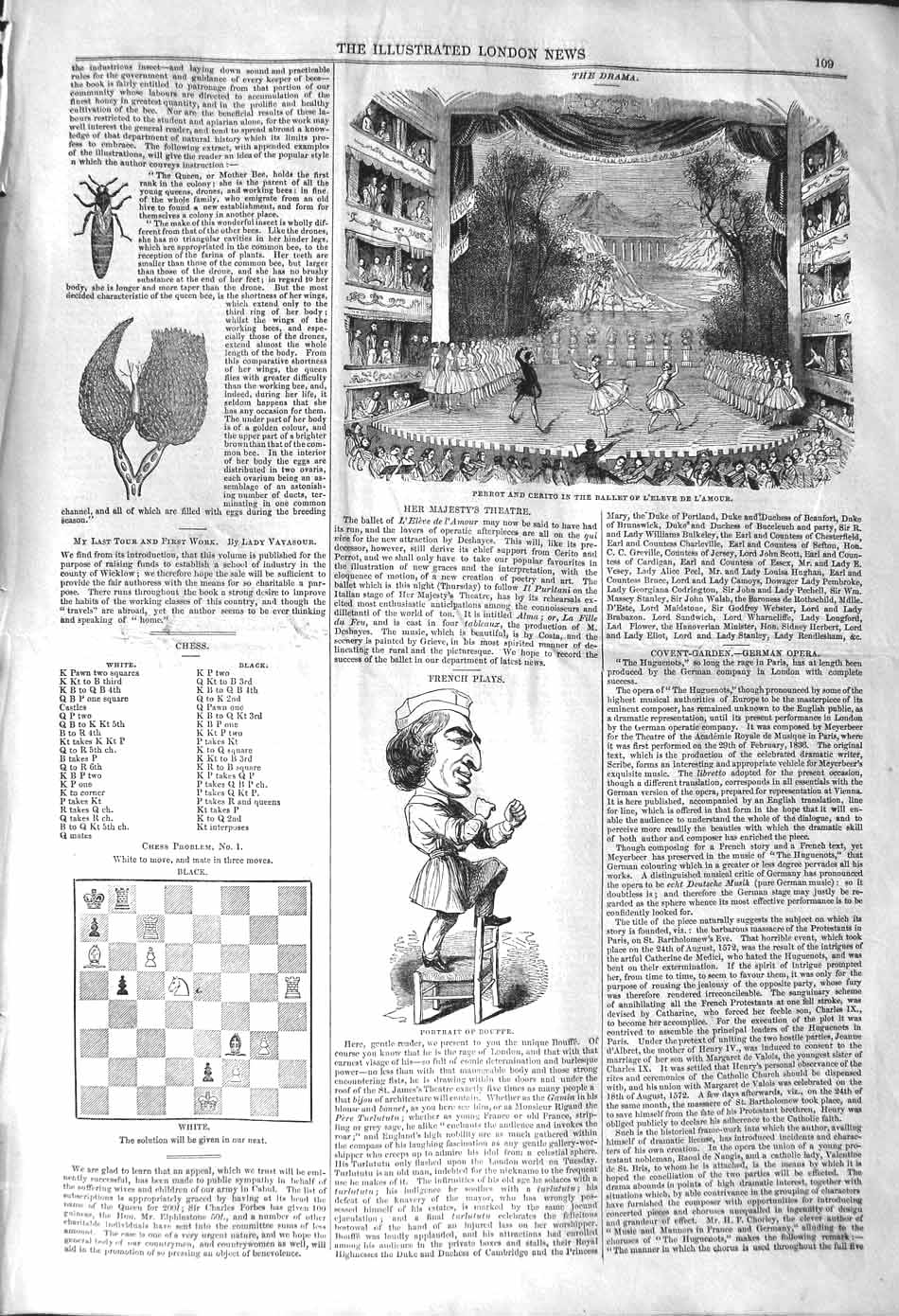 Original Old Antique Print 1842Perrot Cerito Ballet Theatre L'Eleve L'Amour 19th