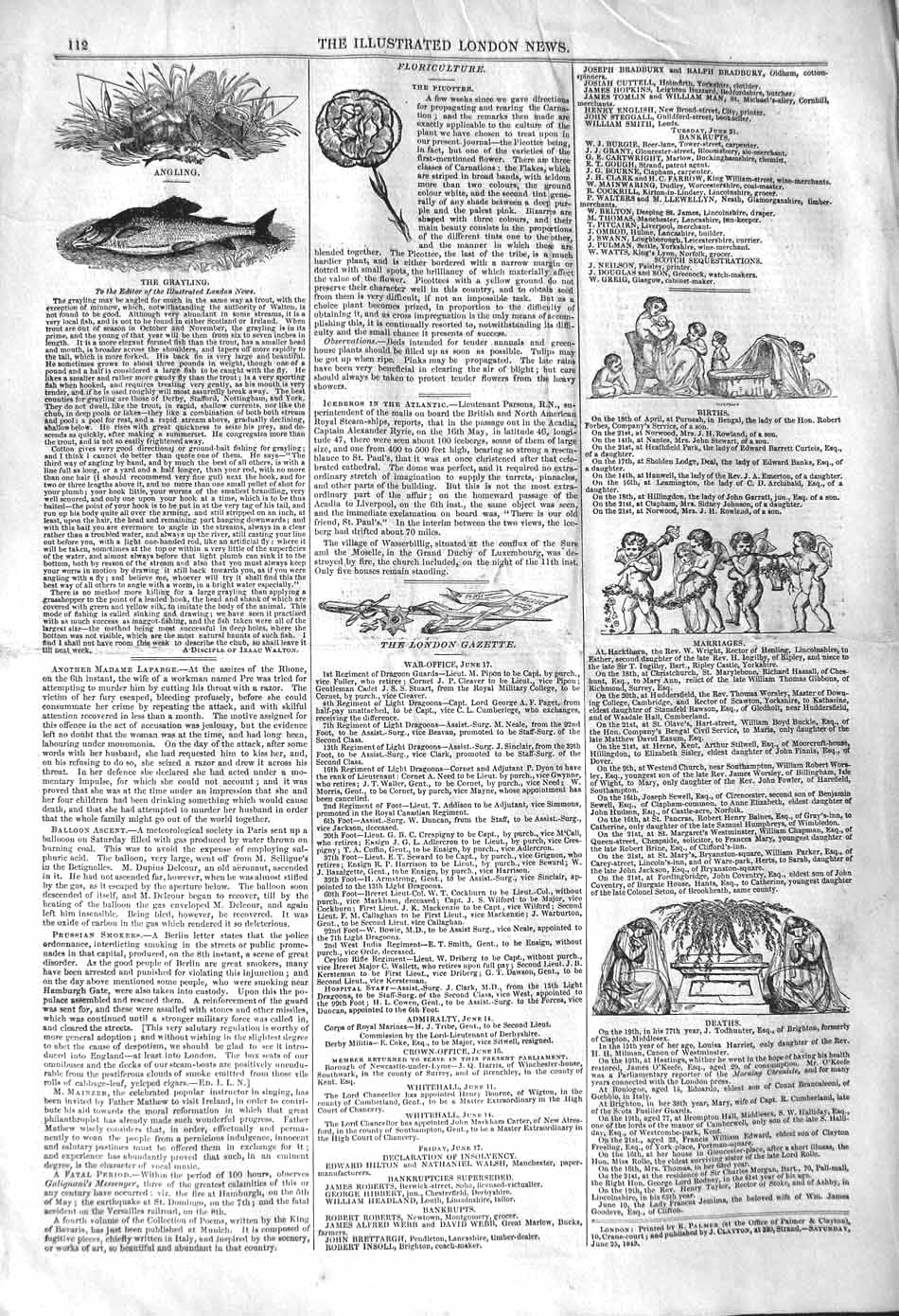 Original Old Antique Print 1842 Angling Fishing Grayling London 19th