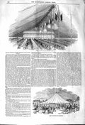 Original Old Antique Print 1842 Great Dinner Tent Highbury Barn 19th
