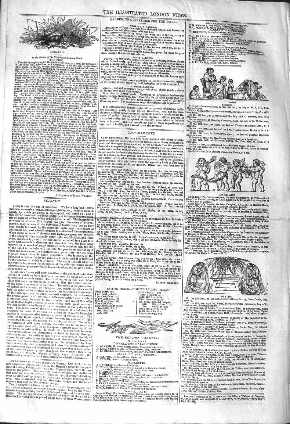 Original Old Antique Print 1842 Angling Fishing Pike London Gazette Victorian