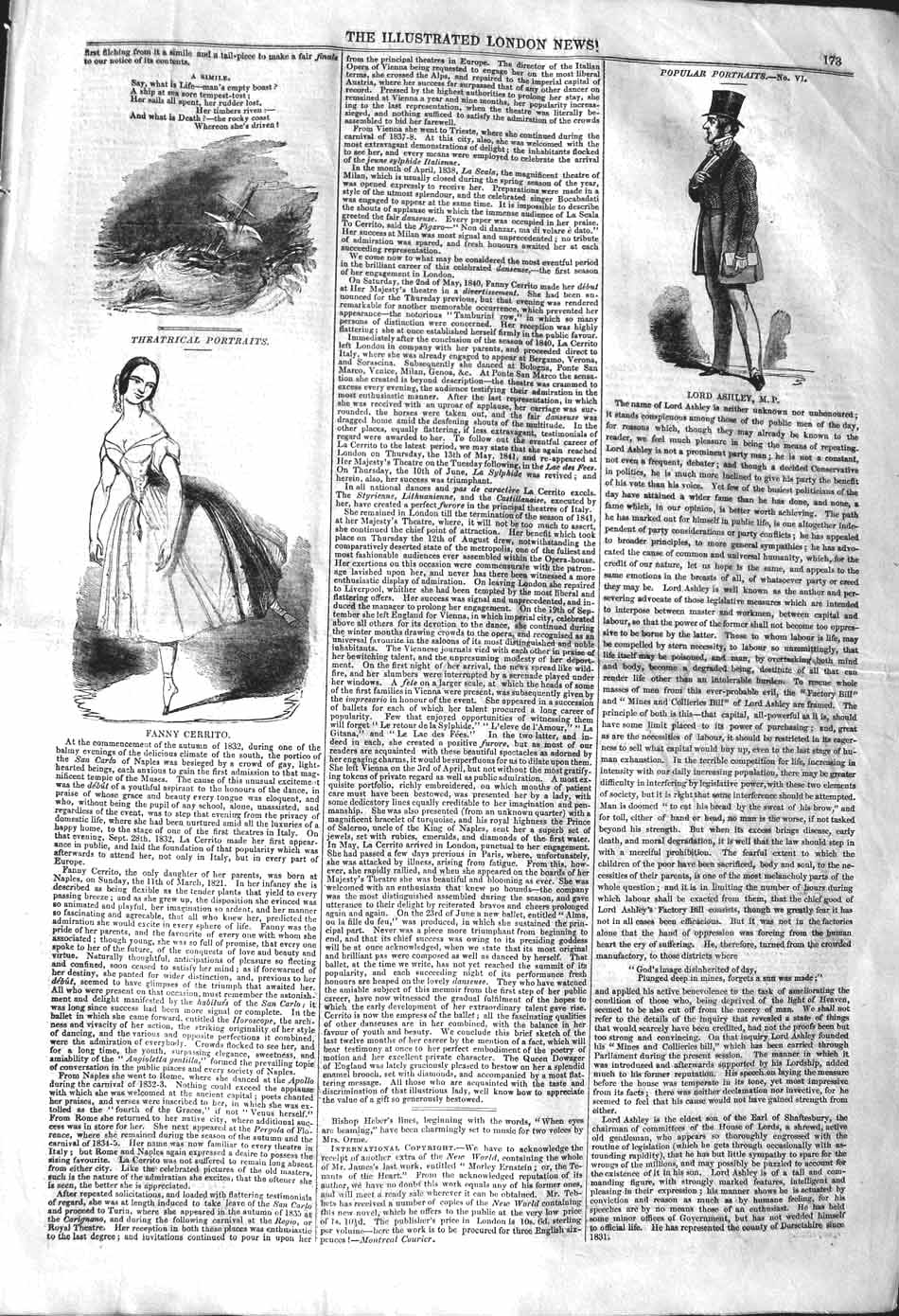 Original Old Antique Print 1842 Theatre Portrait Fanny Cerrito Lord Ahs 19th