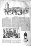 Original Old Antique Print 1842 Riots New Cross Birmingham Railway Man Victorian