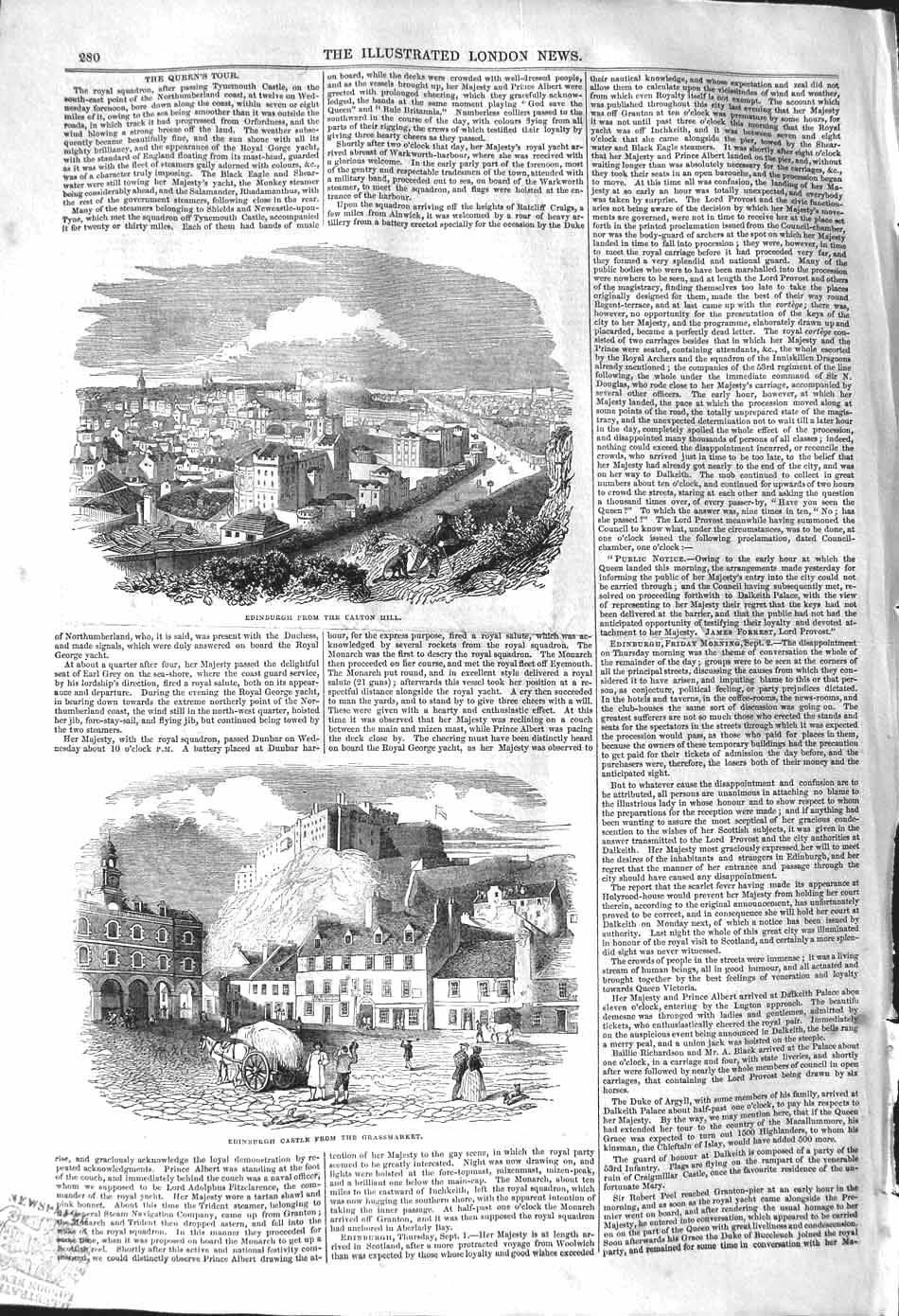 Old Antique Print 1842 Edinburgh Calton Hill Castle Grassmarket Scotland 19th