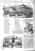 Original Old Antique Print 1842 Doncaster Grand Stand Leger Race Buck Shooting