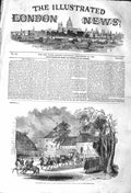 Original Old Antique Print 1842 Queen Prince Albert Drummond Castle Court-Yard