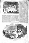 Original Old Antique Print 1842 Fire Liverpool Formby Borough Neptune Street
