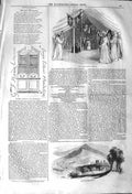 Original Old Antique Print 1842 Welsh Bardic Festival Handel Bookcase Aber 19th