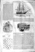Original Old Antique Print 1842 Queen East Indiaman Ship London Docks Victorian