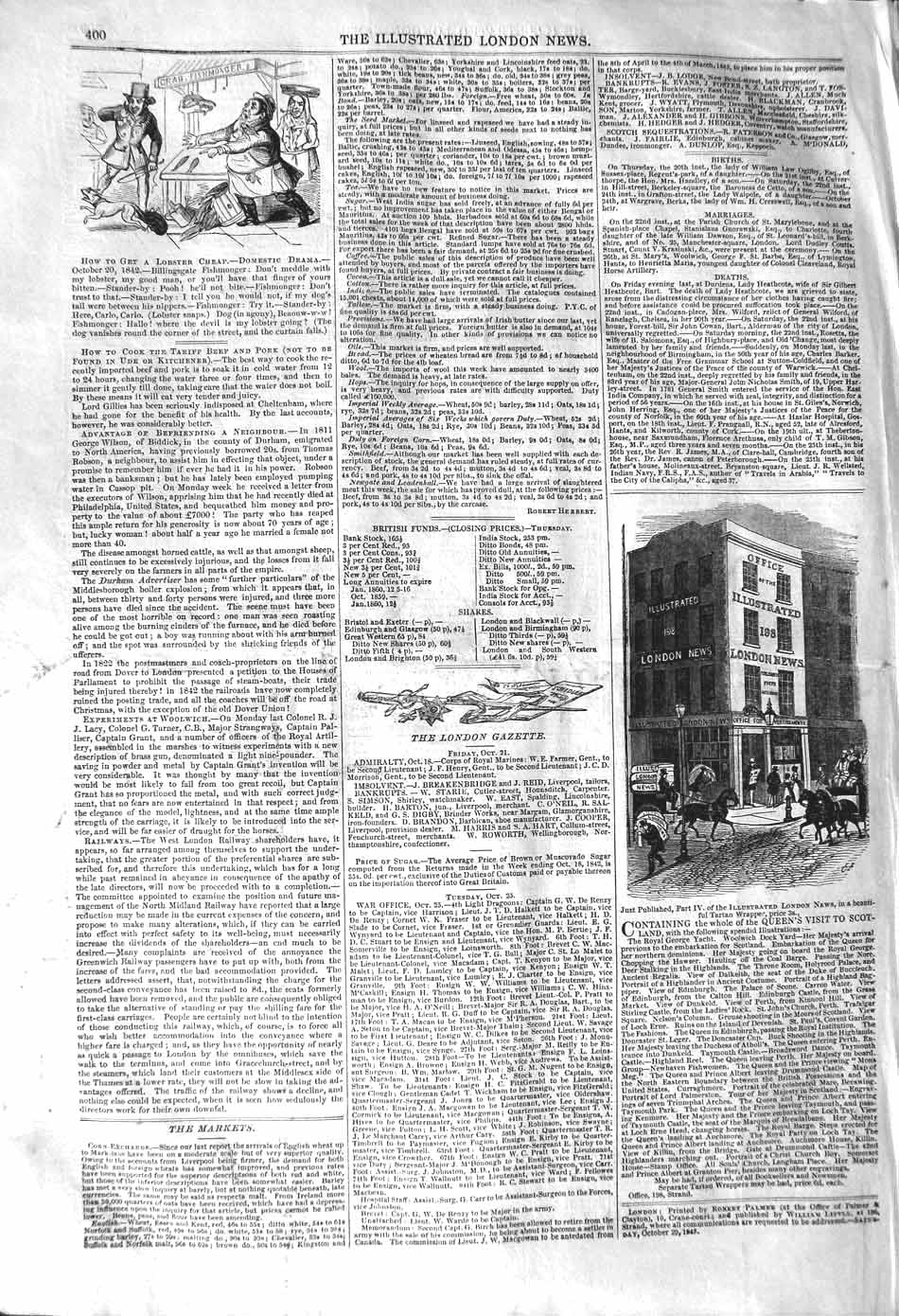 Original Old Antique Print 1842 Illustrated London News Office Buildings 19th