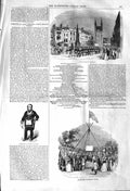 Original Old Antique Print 1842 Grand Masonic Festival Grand Master Fou 19th