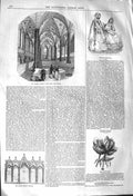 Original Old Antique Print 1842 Temple Church Altar Show Lily Flower Speciosum