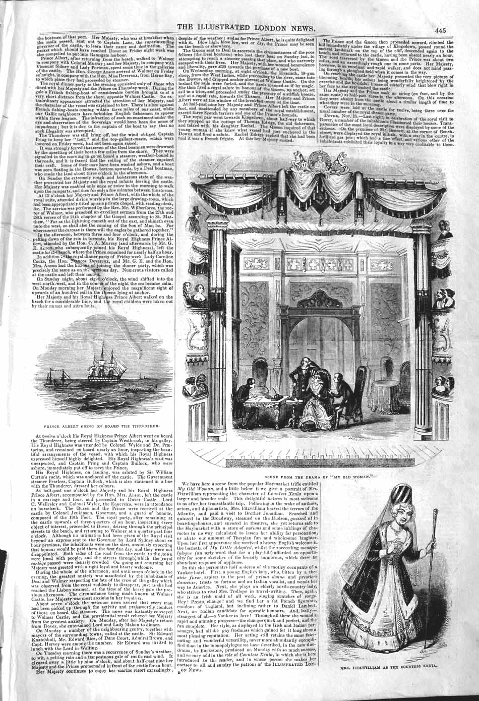 Original Old Antique Print 1842 Scene Drama My Woman Fitwilliam Thunderer Ship