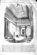 Original Old Antique Print 1842 View Interior Hall Commerce Threadneedle Street