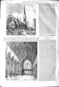 Original Old Antique Print 1842 St. George'S Catholic Church Archi Victorian