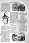 Original Old Antique Print 1842 Newstead Abbey Lake Portrait Charles Victorian