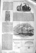 Original Old Antique Print 1843 View Hendlip Hall Great Northern Steamer Ship