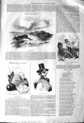 Original Old Antique Print 1843 Stag Hunting Sport England Portrait Man Town
