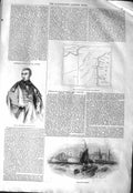 Old Antique Print 1843 Portrait Murray Boulogne Harbour Map Ship Wrecks 19th
