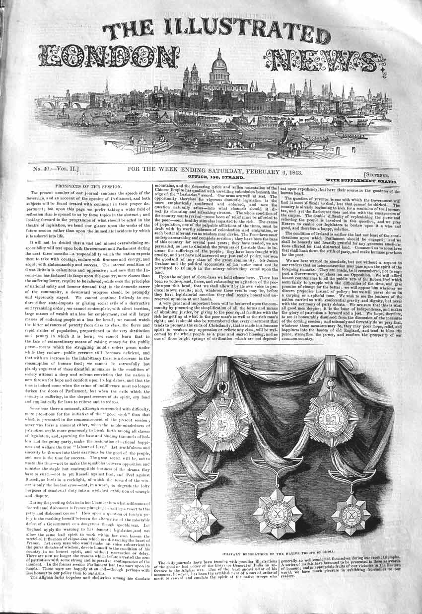 Original Old Antique Print 1843 Military Decorations Native Troops India War