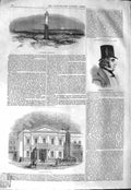 Original Old Antique Print 1843 Dungeness Lighthouse Ellenborough Newport Hall