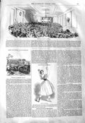 Original Old Antique Print 1843 Greenwich Literary Institution Fanny Victorian