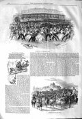 Original Old Antique Print 1843 Masqued Ball Opera Paris Procession Boe 19th