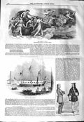 Original Old Antique Print 1843 Aurora Guido Theatre Green Launch Gloria 19th