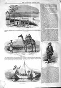 Original Old Antique Print 1843 Harbour Bombay Pullah Fishermen Letter-Carrier