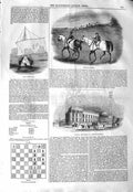 Old Antique Print 1843 Sail Boat Training Horse Post Office Martins-Grand 19th