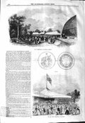 Original Old Antique Print 1843 Conservatory Chiswick Gardens Iron Tent Medal