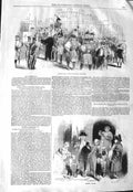 Old Antique Print 1843 London Scene Beating Tower Boundary Charity Dinner 19th