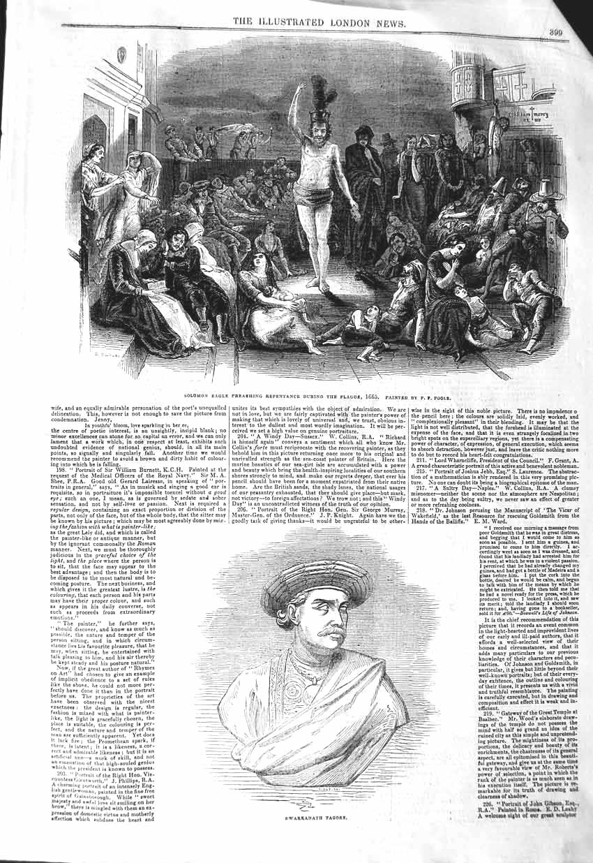 Old Antique Print 1843 Solomon Eagle Preaching Plague Dwarkanath Tagore 19th
