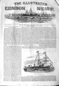 Original Old Antique Print 1843 Procession Trinty Board Ship Flags Victorian