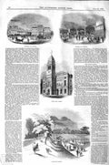 Original Old Antique Print 1843 Exterior Railway Town Hall Derby Arboret 19th