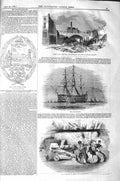 Original Old Antique Print 1843 Camperdown Ship Putney Badge Blackwall 19th