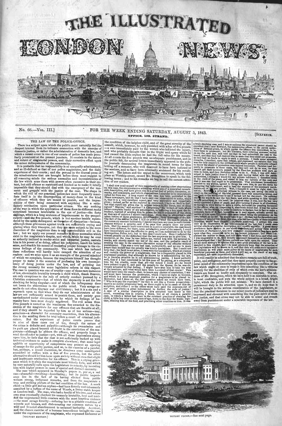 Original Old Antique Print 1843 Architecture View Witley Court Garden Dee 19th