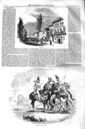 Original Old Antique Print 1843 War Spain View Saragossa Zurbano Staff Victorian