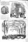 Original Old Antique Print 1843 Corn Exchange Model Great Room Imperial Hotel