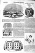 Original Old Antique Print 1843 Boulogne Horses Races Fire Fetter Queen College