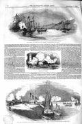Old Antique Print 1843 Victoria Albert Yacht Treport Battery Ship Queen 19th