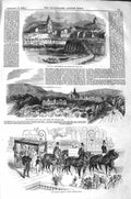 Original Old Antique Print 1843 Treport Queen Chateau Villa D'Eu Horses C 19th