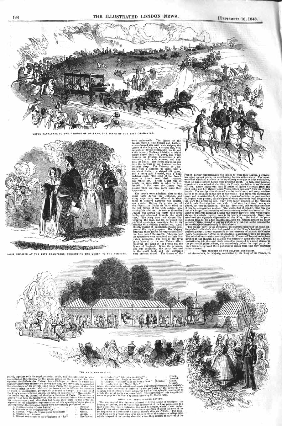 Old Antique Print 1843 Royal Party Orleans Louis Philippe Fete Champetre 19th