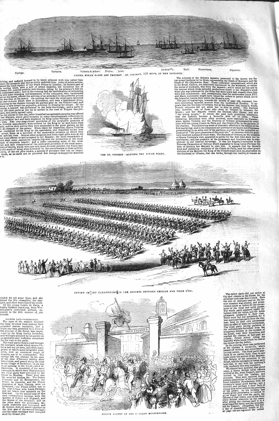 Old Antique Print 1843 Prince Albert Montpensier Vincent Victoria Cyclops 19th
