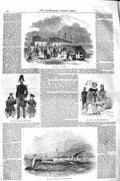 Original Old Antique Print 1843 Royal Pavilion Yacht Harbour Princes Promenade