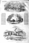 Original Old Antique Print 1843 Dock Ellsmere Port Ship Missouri Nutwith Horse