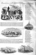 Original Old Antique Print 1843 Royal Yacht Park Antwerp King Belgians Holland