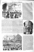Original Old Antique Print 1843 Election Lord Mayor Guildhall Church Walbrook